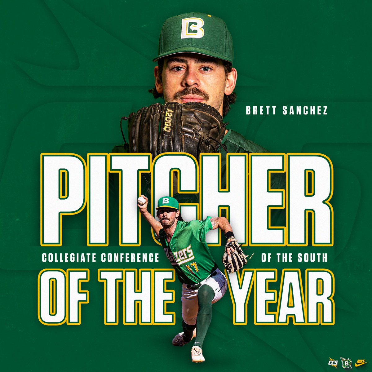 Belhaven Blazers (@belhavenblazers) on Twitter photo ๐๐๐ ๐๐ข๐ญ๐๐ก๐๐ซ ๐จ๐ ๐ญ๐ก๐ ๐๐๐๐ซ
Congratulations to Brett Sanchez on being named the <a href="/CCofSouth/">Collegiate Conference of the South</a> Baseball Pitcher of the Year for a second straight season
๐ฐ | bit.ly/3JTMZV8
#GoGreen | <a href="/BelhavenBSB/">Belhaven Baseball</a> ๐๐๐ ๐๐ข๐ญ๐๐ก๐๐ซ ๐จ๐ ๐ญ๐ก๐ ๐๐๐๐ซ
Congratulations to Brett Sanchez on being named the <a href="/CCofSouth/">Collegiate Conference of the South</a> Baseball Pitcher of the Year for a second straight season
๐ฐ | bit.ly/3JTMZV8
#GoGreen | <a href="/BelhavenBSB/">Belhaven Baseball</a>