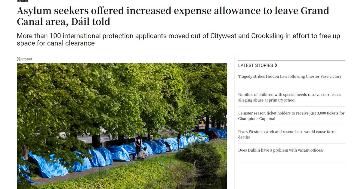 Some classic Irish policymaking here. If you're an asylum seeker and want a few extra quid per week, get yourself to Dublin and pitch a tent. The precedent's been set!