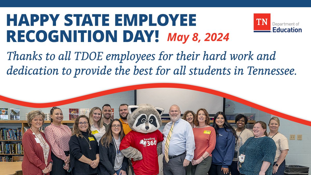 It's State Employee Recognition Day! We appreciate our employees here at TDOE and thank them for their commitment to supporting districts and schools, students and their families, and communities across the state.