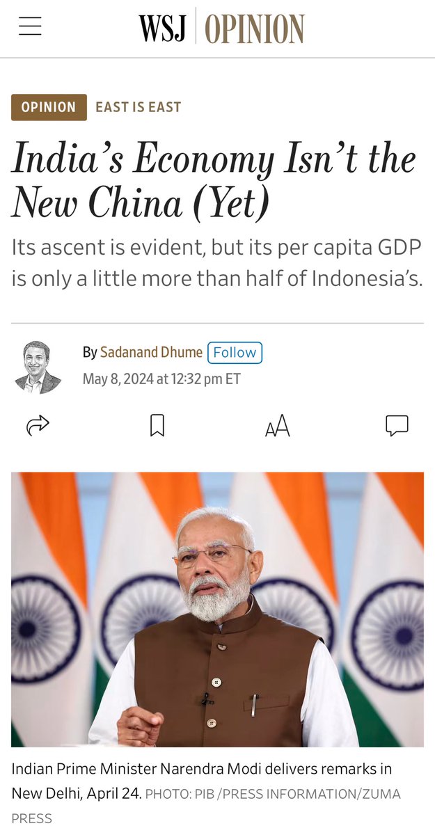 India has made impressive strides in poverty reduction on Modi’s watch. But talk of the Indian economy rivaling China’s any time soon is vastly overblown. [My take]