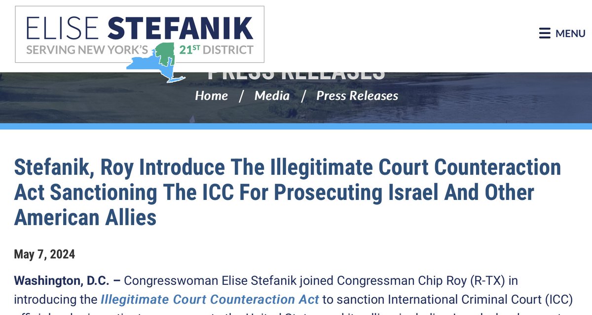 Republicans introduce the 'Illegitimate Court Counteraction' Act to sanction the #ICC for its investigation into 🇮🇱 officials & 'other American allies'. It's about time ICC member states, including 🇨🇦 (@melaniejoly @HonAhmedHussen), explicitly condemn these deplorable efforts.