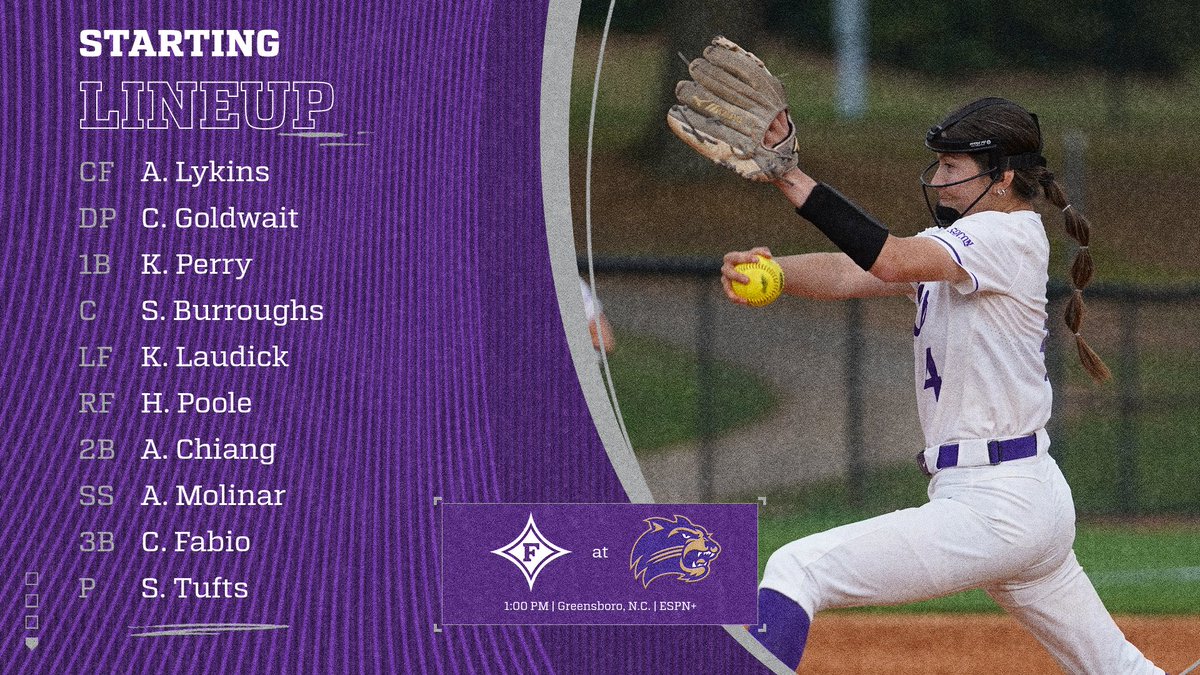 Sierra Tufts is in the circle as the Paladins open play in the SoCon Softball Championship! 🆚 No. 7 seed Western Carolina ⌚️1:10 p.m. 📍Greensboro, N.C. 📺 ESPN+ 📊FurmanPaladins.com