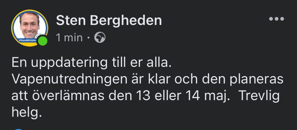 Tack för uppdateringen <a href="/StenBergheden/">Sten Bergheden</a>. Trevlig helg!