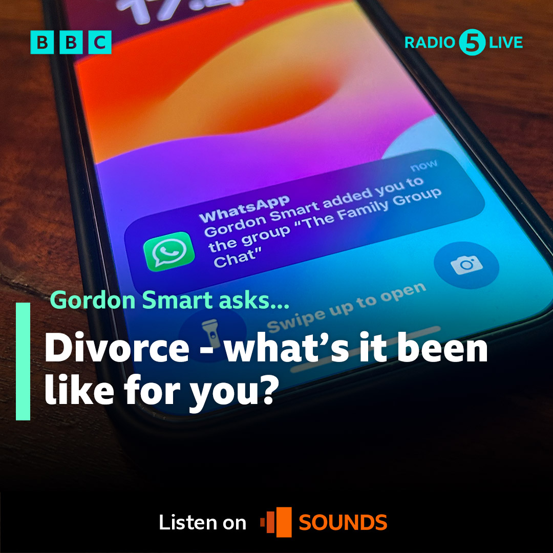 ⚠️ You have been added to The Family Group Chat with @gordonsmart This week: Divorce ⛪️ Have you witnessed a marriage unravel? How can you offer support? Have you been a child caught in the middle? Or are you navigating co-parenting? 🧠Unofficial therapy on @bbc5live!