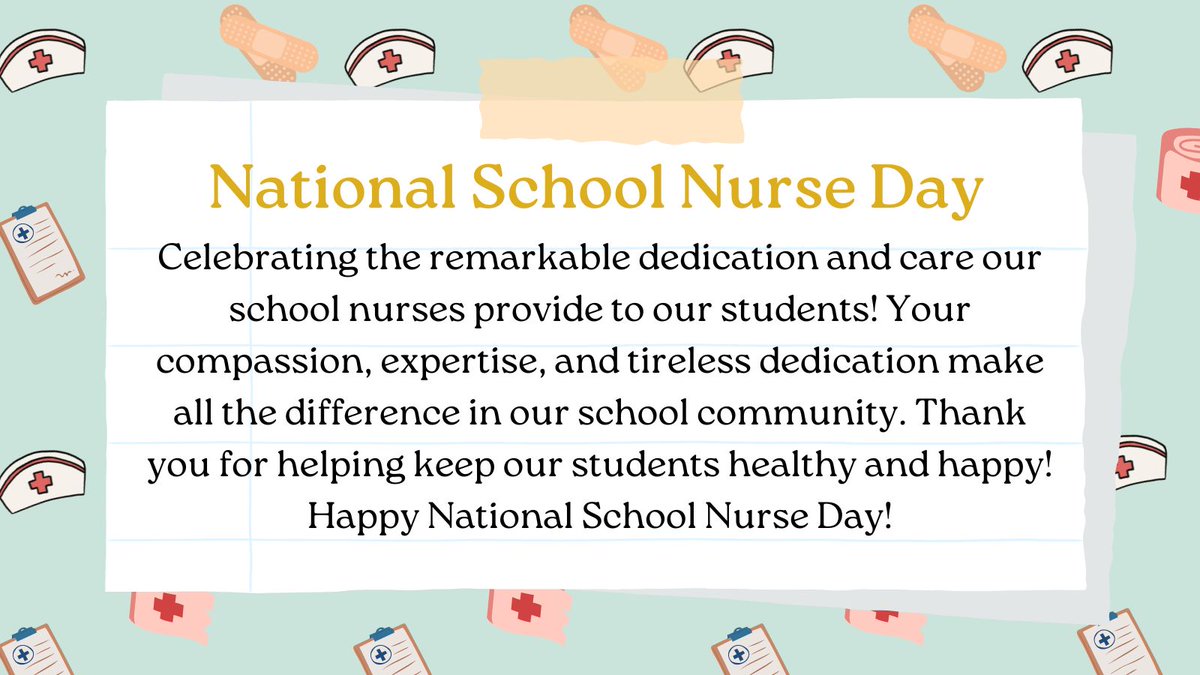 ❤️ Happy National School Nurse Day! Celebrating the remarkable dedication and care our school nurses provide to our students! Your compassion, expertise, and tireless dedication make all the difference in our school community. Thank you for all that you do!