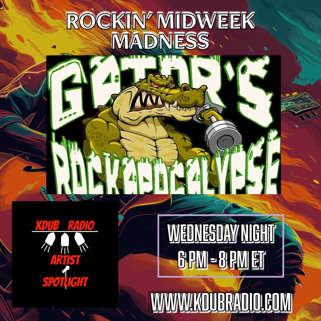 Join us tonight at 6 p.m. ET for Gator's Rockapocalypse. You can catch it on KDUB Radio's Artist Spotlight, the extension of KDUB Radio. kdubradio.com/artist-spotlig… @bdub1199 @gatorsrockapocalyse @AlEGator42 @ALEGator37