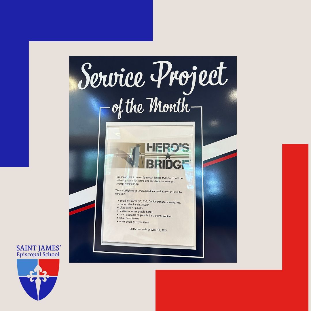 Hero's Bridge was honored to be the April Service Project recipient for Saint James' Episcopal School. The students impress us with their knowledge and questions each time we meet with them!
