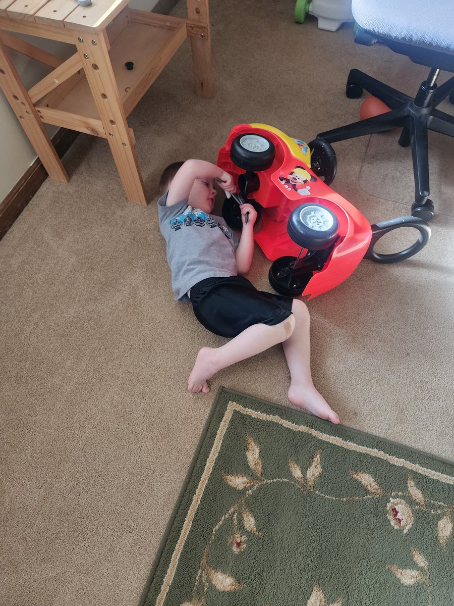 My Littlest Helper is honing his mechanical skills early on. 🥰