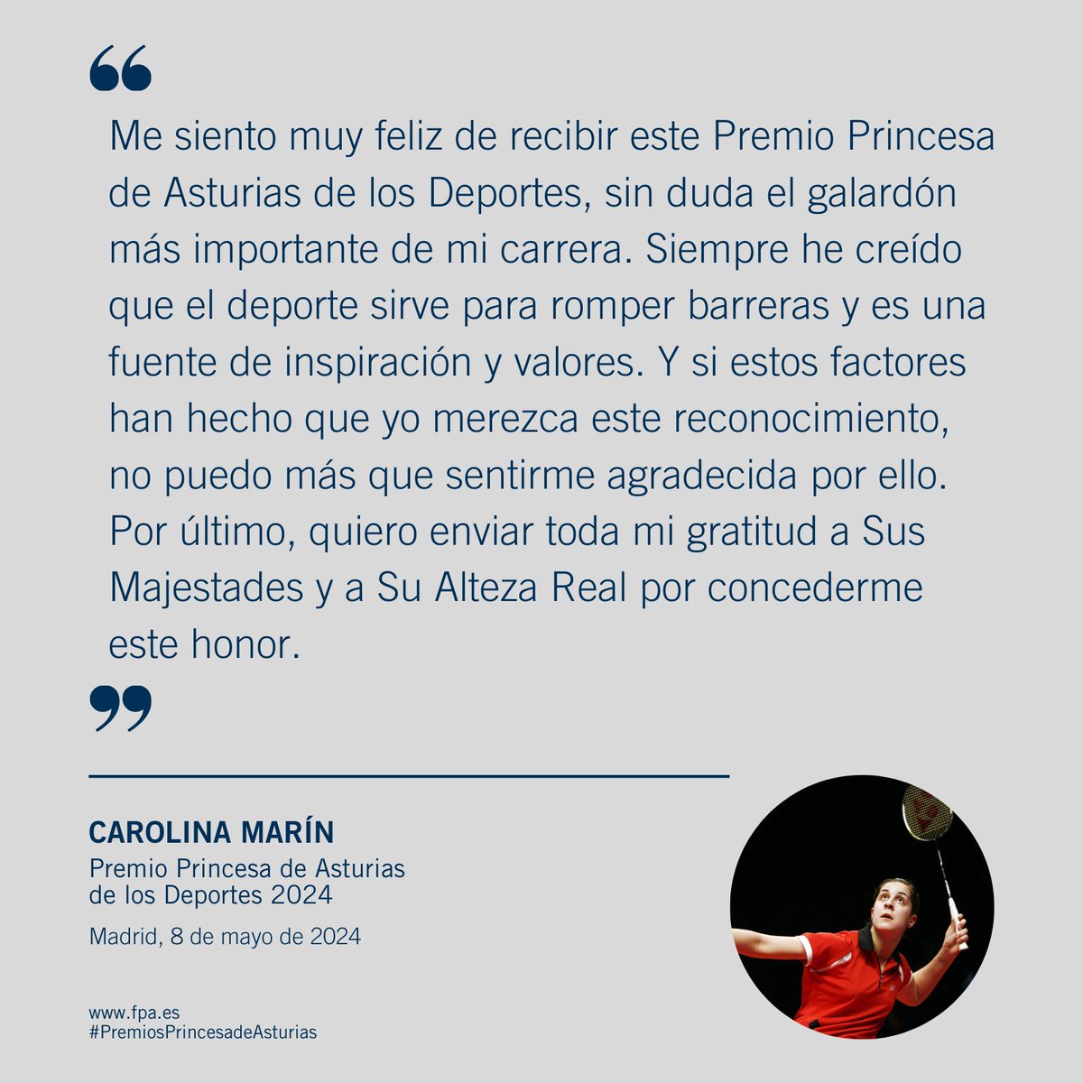 Declaraciones de @CarolinaMarin tras la concesión del Premio Princesa de Asturias de los Deportes 2024.
#PremiosPrincesadeAsturias