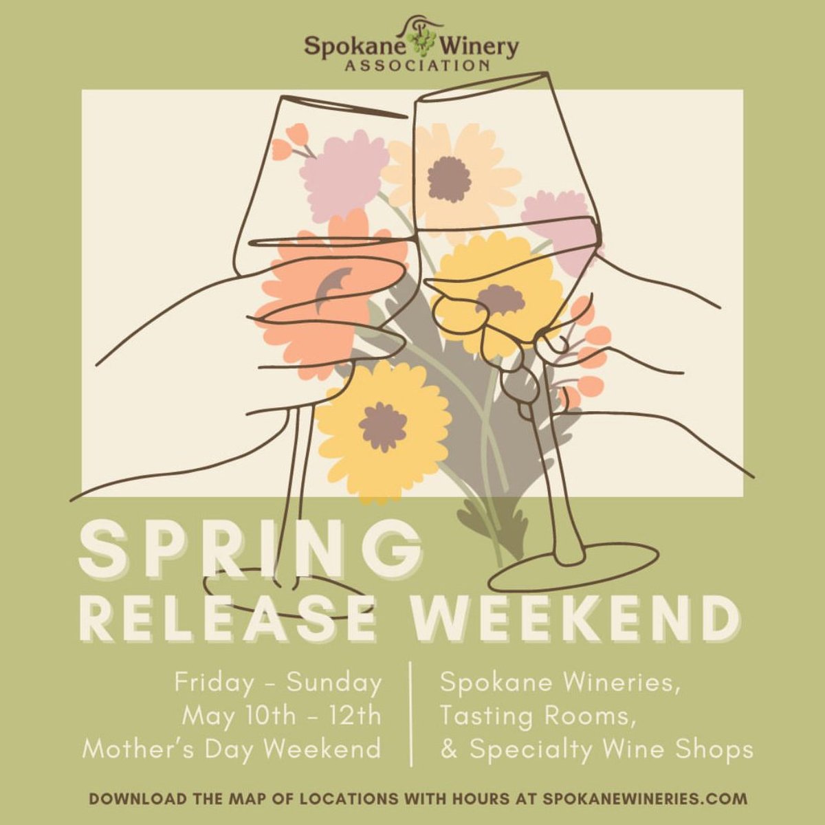 Celebrate #Mother'sDay this weekend at the Spokane #wineries #SpringRelease! Taste new releases at Spokane wineries, #tastingrooms and specialty wine shops. No ticket needed. Just grab your mom plan your weekend at spokanewineries.com