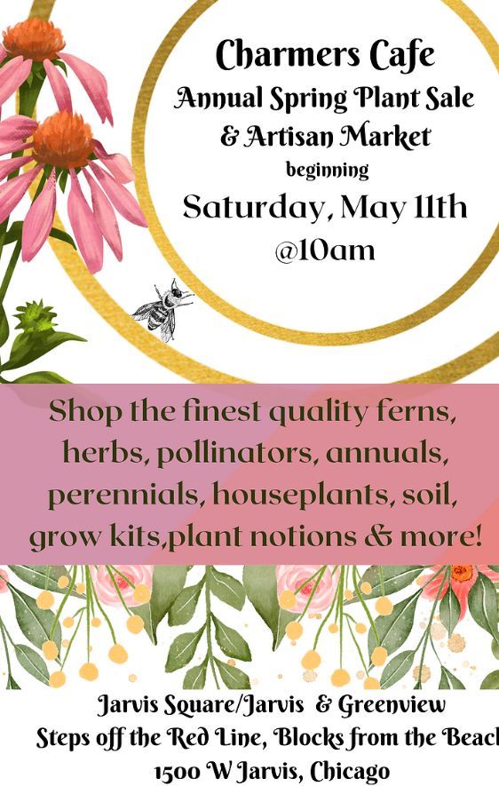 Shop the finest quality ferns, herbs, pollinators, annuals, perennials, houseplants, soil, grow kits, plant notions and much more at Charmer Cafe's (1500 W. Jarvis) annual spring plant sale! The sale will run from 10AM-2PM on Saturday, May 11th.