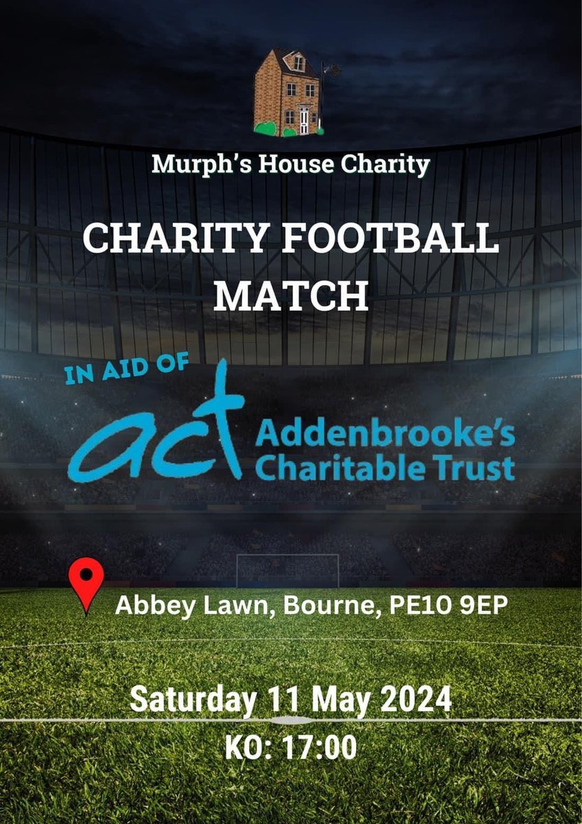 This Saturday evening we host the Murph's House Charity Football match at Abbey Lawn, 5pm Kick-Off