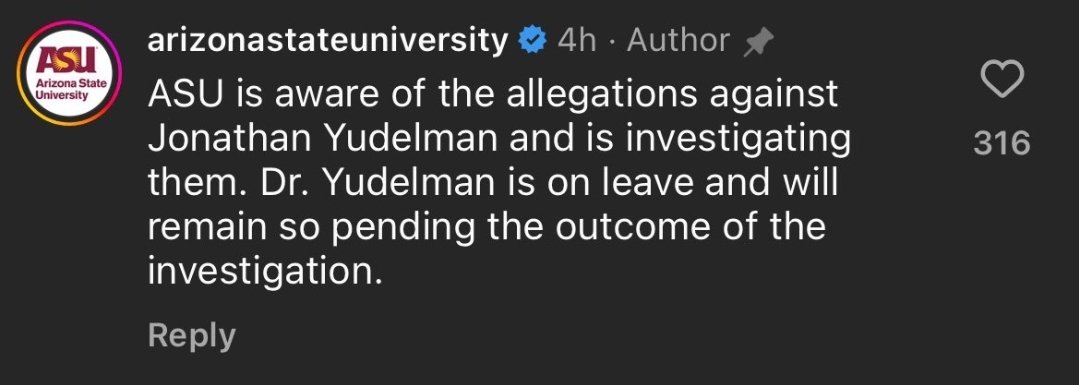 Jonathan Yudelman, who is associated with @Princeton, @Harvard, @ArizonaState and @uaustinorg is now suspended and under investigation. Thank you to everyone who shared and amplified my post and others. When we are united, our march for justice is stronger. ✊🏽✊🏽🇵🇸🇵🇸✊🏽✊🏽