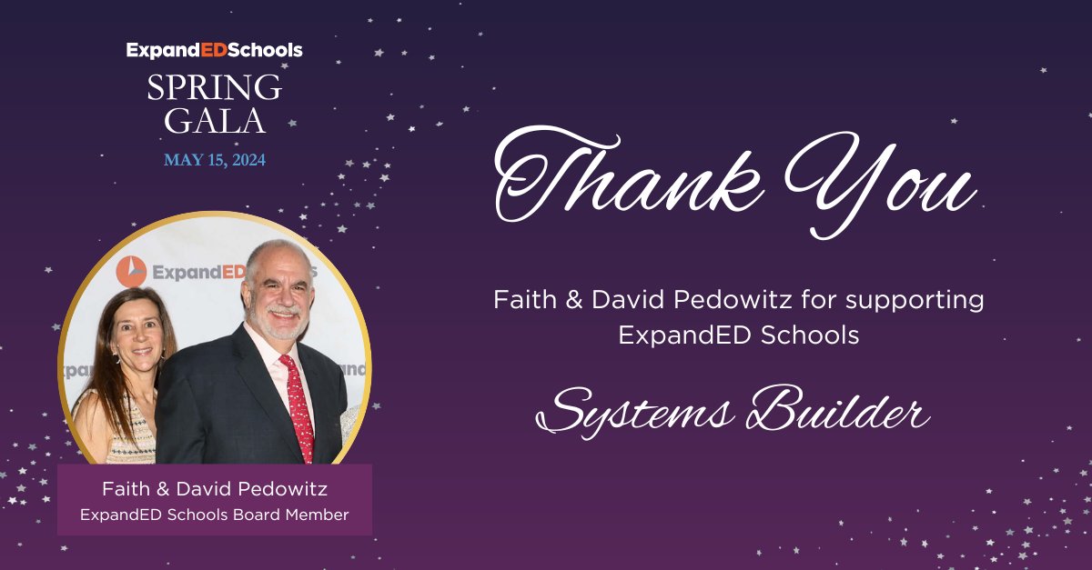 expand_school's tweet image. 💫 Thank you, Faith and David Pedowitz, for your contributions as a #SystemsBuilder! Your support will make a positive difference in #afterschool for all. ✏️