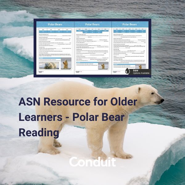 ConduitScotEdu's tweet photo. Supporting older learners with #ASN at #reading? Try this reinforcing reading activity on the theme of #polarbears. https://t.co/kluSGdSKnu #ASN #ASL #Supportforlearning #edutwitter #teachersoftwitter #teachers #cfe #bge #englishteacher #seniorphase https://t.co/FqN0OYSjlC
