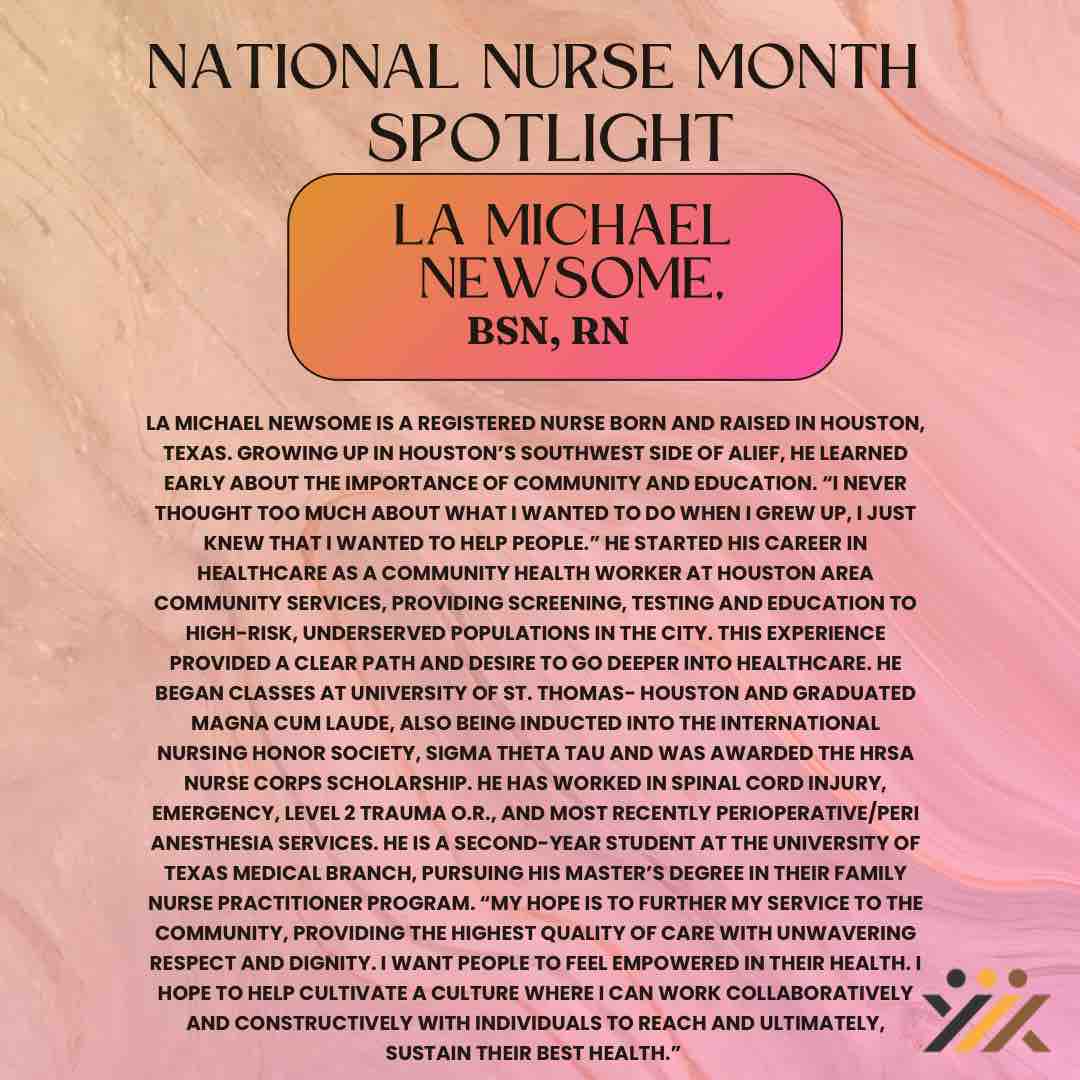 In honor of #NationalNurseMonth we are recognizing the selfless souls who light up our healthcare system during National Nurse Month – their care knows no bounds, their compassion knows no limits. We see you and we honor you La Michael Newsome! Keep up the amazing work!