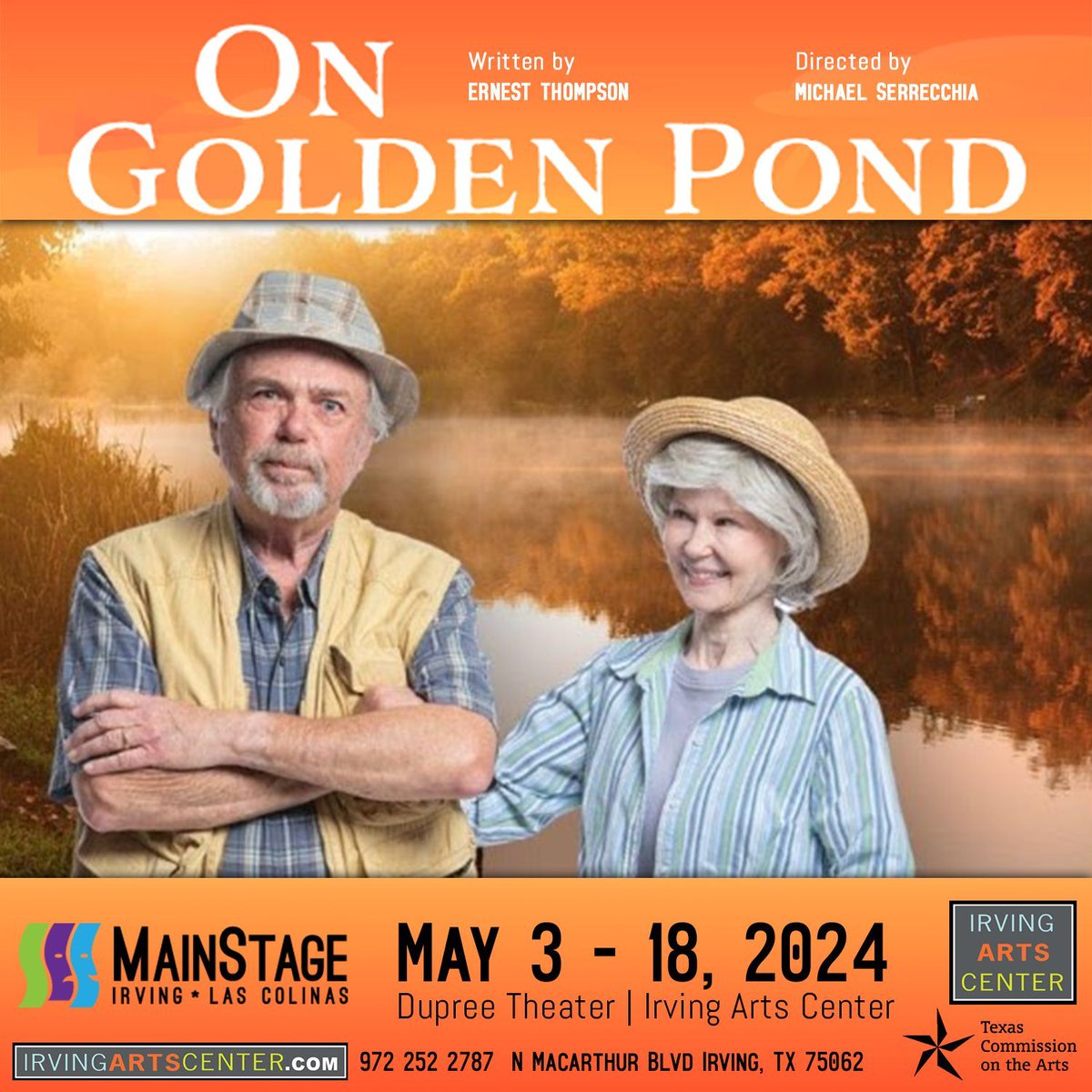 Laugh and cry with Norman and Ethel Thayer on their journey through the timeless bonds of love and family. See it this weekend at Irving Arts! Tickets -> buff.ly/3yhEC2V #mainstage #goldenpond #ongoldenpond #theater #irvingtx #irvingarts