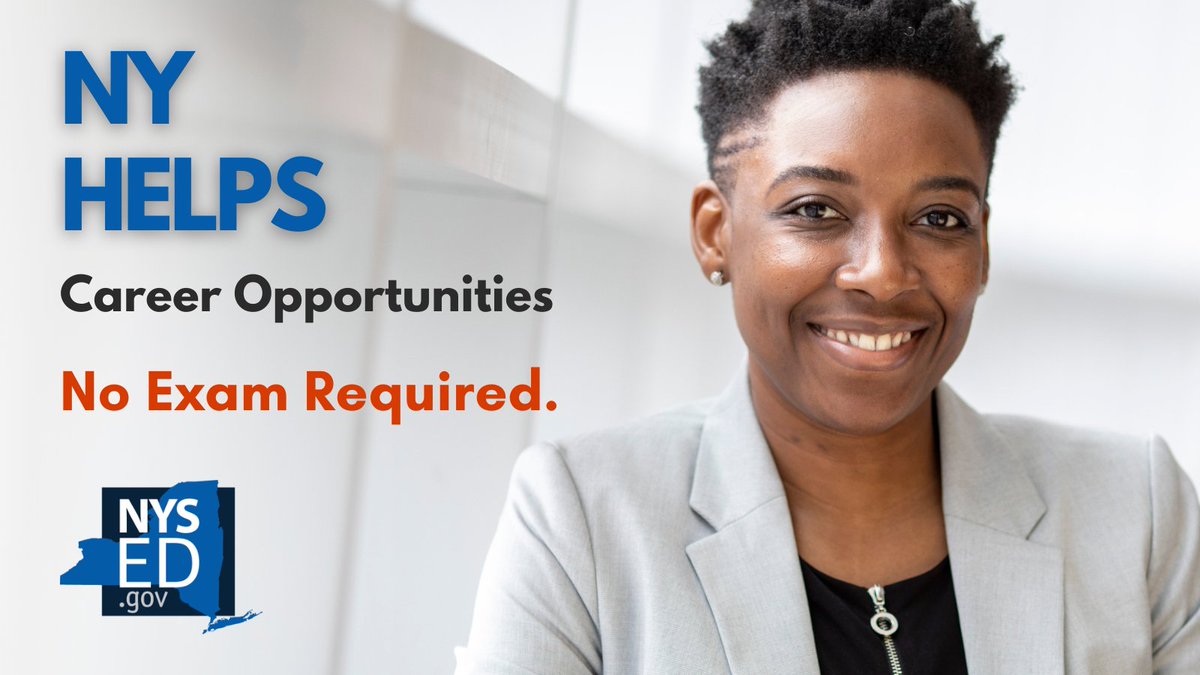 The New York State Education Department (NYSED) is hiring through the NY HELPS program. No exam is needed! Explore the NY HELPS positions currently open at NYSED and apply today! bit.ly/3VXsLB0