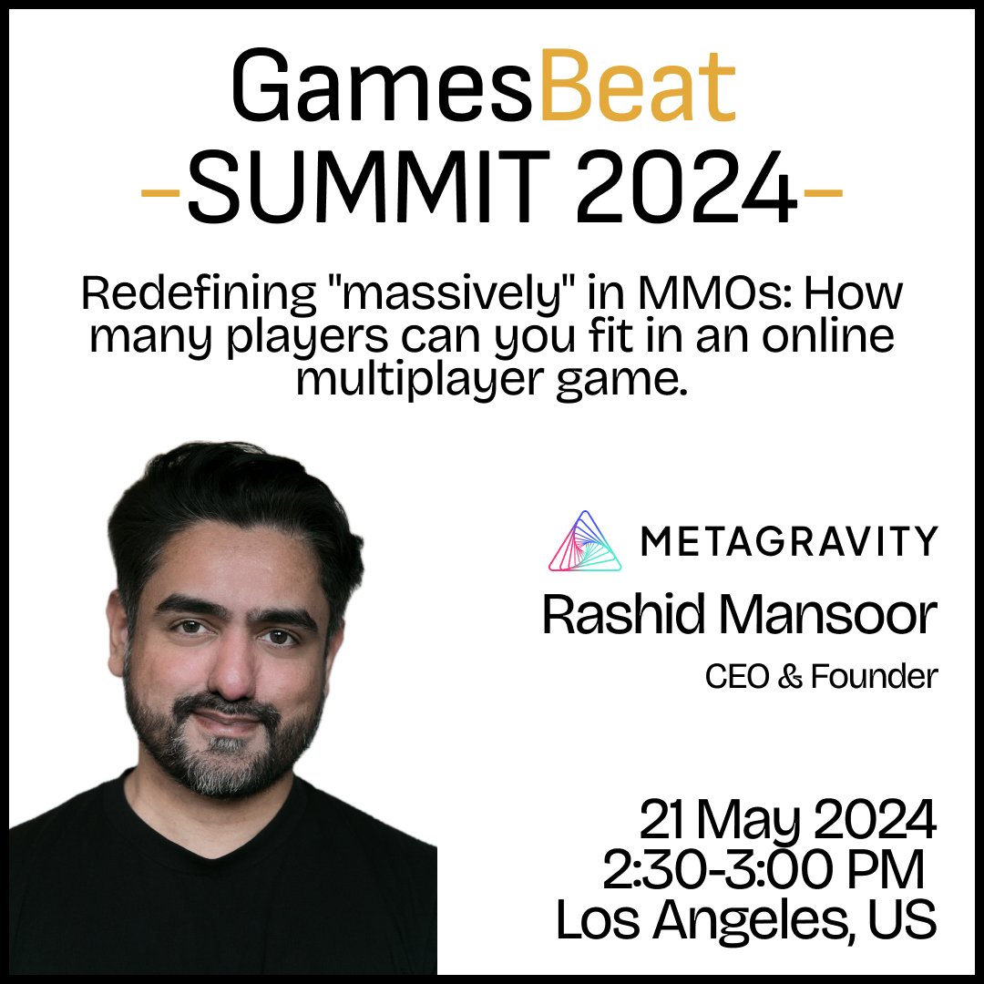 Our CEO & Founder, Rashid Mansoor ( @rashmansoor), has been invited by @deantak to speak at GamesBeat conference this year.

📅 2:30PM, May 21, 2024
📍 Los Angeles

Will you be attending? Let us know in the comments. 👇 #GBSummit