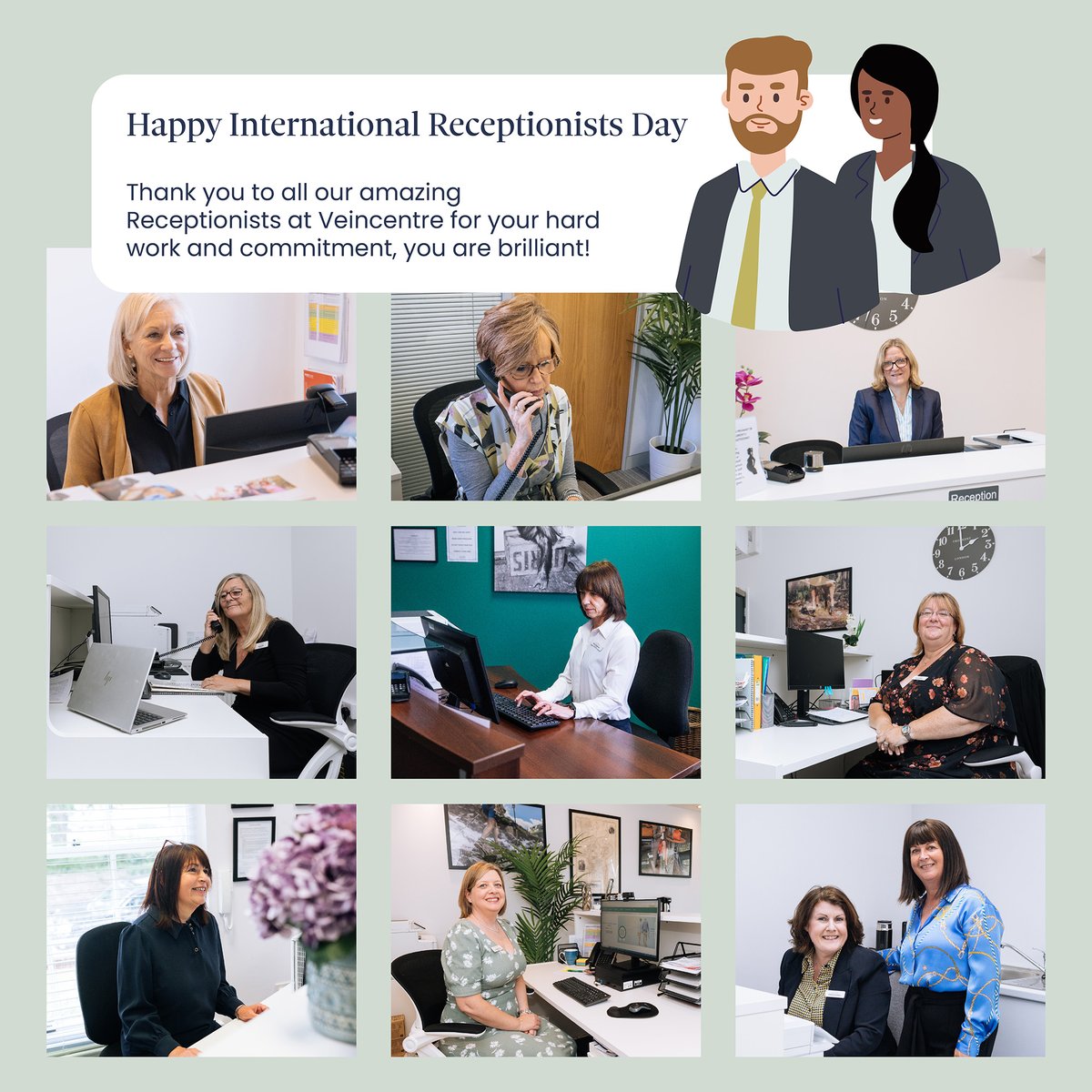 Happy International Receptionists Day! Our clinic receptionists do amazing work in all our clinics across the UK. We are so grateful for your hard work, thank you for helping to create such a friendly, warm environment for our patients! #internationalreceptionistday #veinclinic