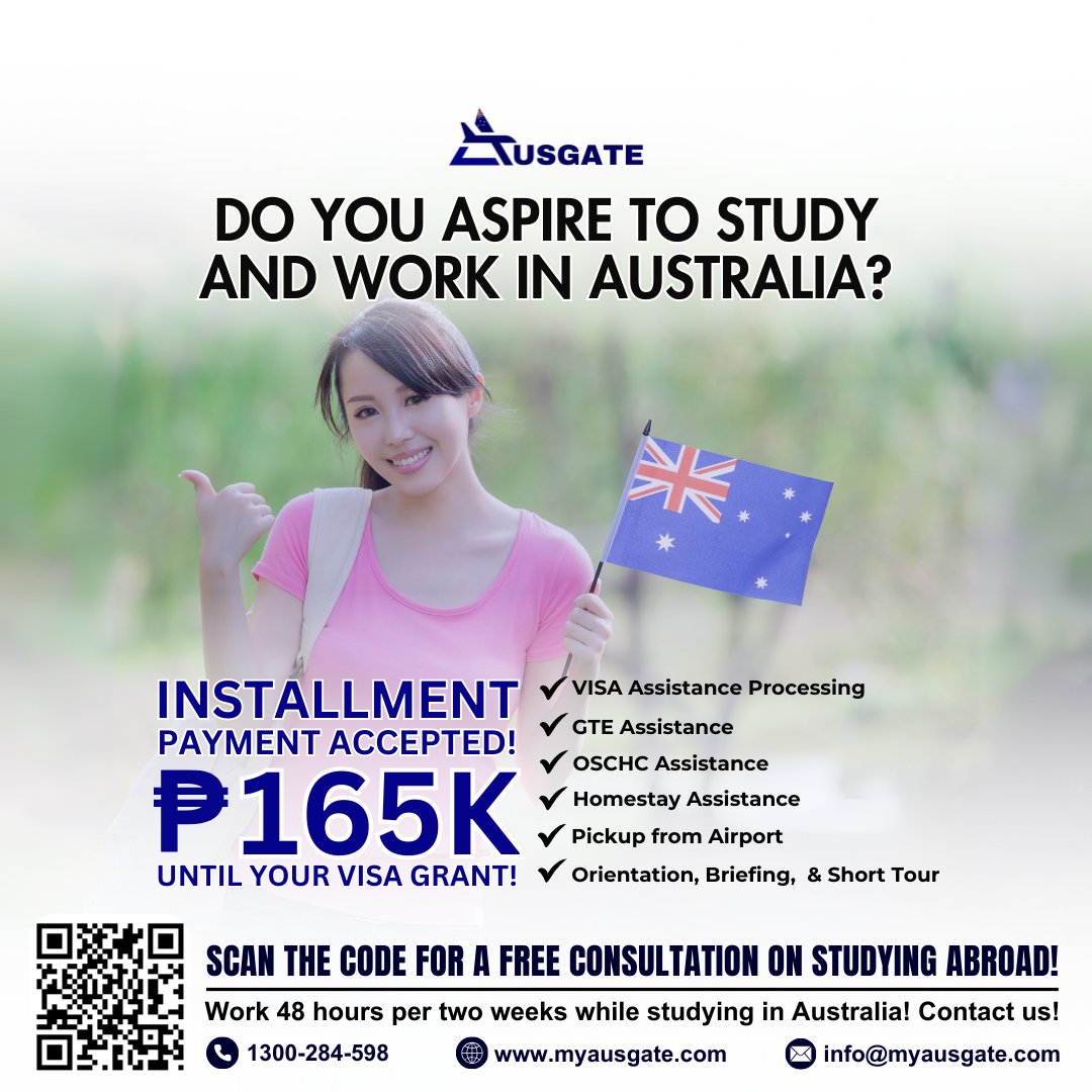 We are here to assist in your study abroad journey! Hit this link to book FREE CONSULTATION: calendly.com/info-ausgate

#StudyInAustralia #AustralianEducation #StudyAbroadExpert #AustralianVisa #StudentVISA #InternationalStudents #StudyAbroadConsultants