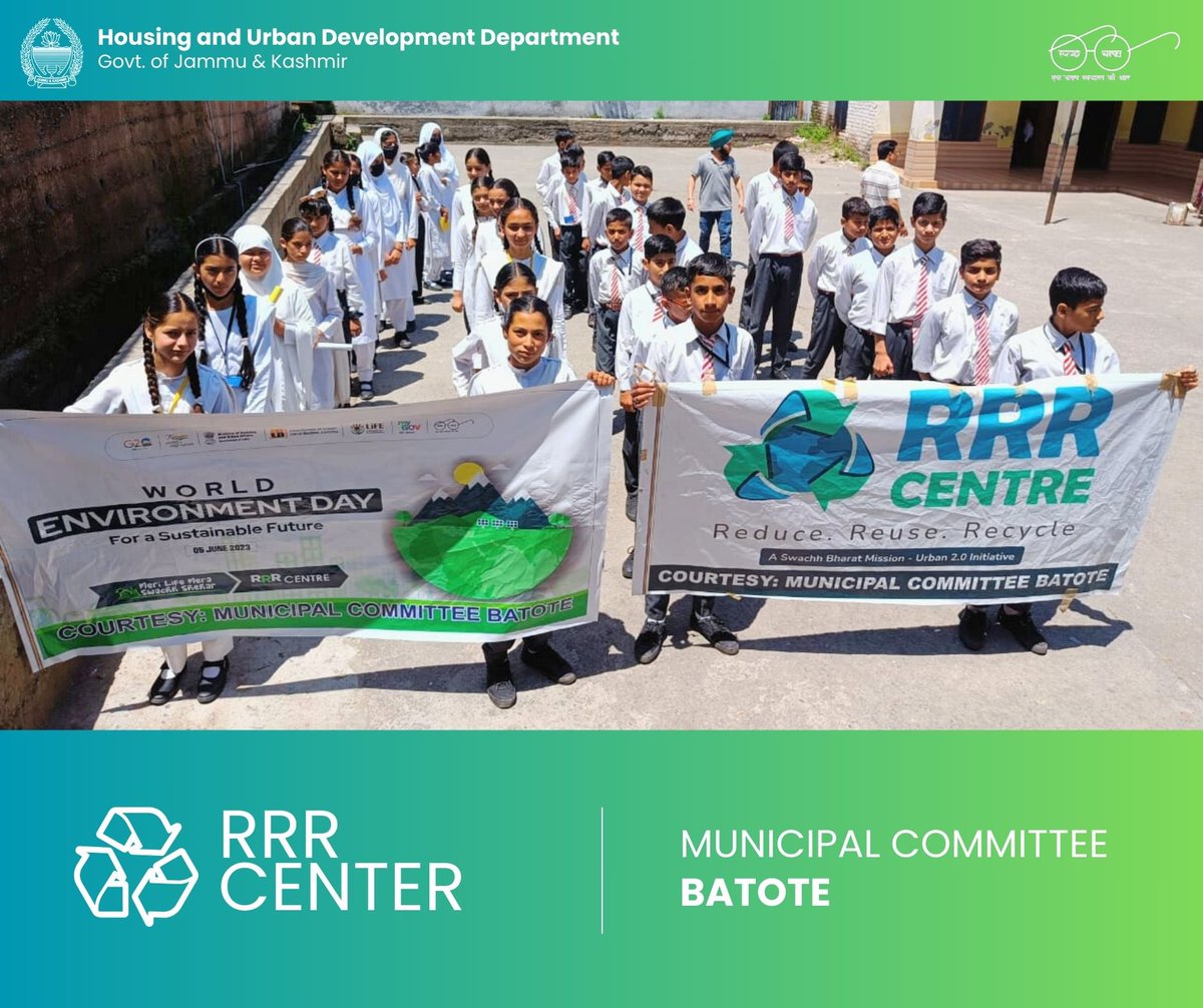 Transforming waste into wonder! ♻️ Discover the RRR Center at Batote, where we turn the principles of Reduce, Reuse, Recycle into tangible solutions for a greener, cleaner future. Join the movement! 📍Batote, Jammu & Kashmir @MoHUA_India @SwachhBharatGov @JammuUlb