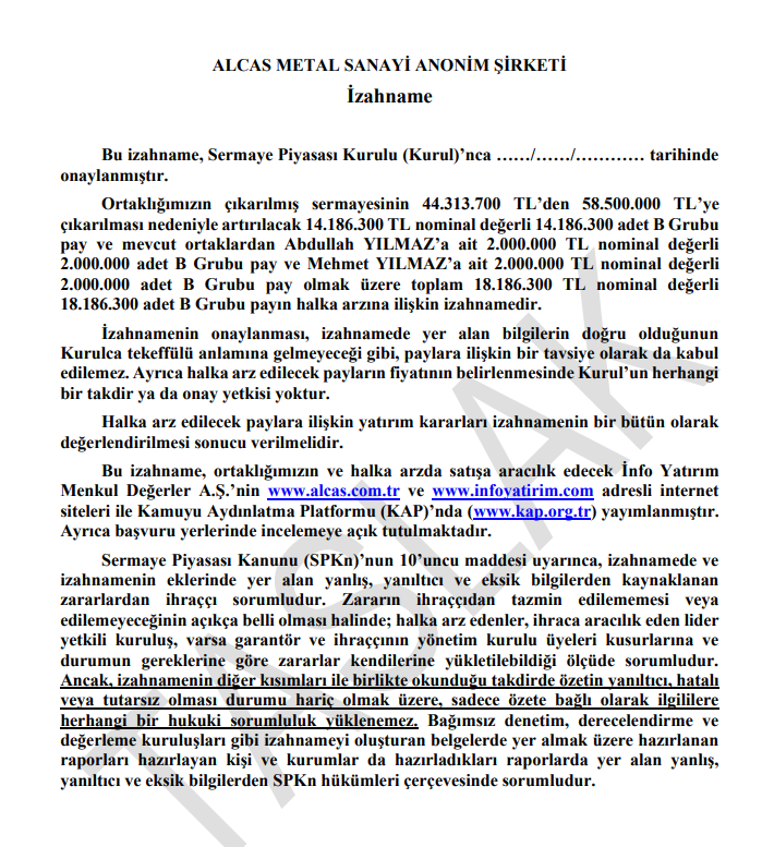 Gercek_Borsaci's tweet photo. #ALCAS 🚨 ALCAS METAL A.Ş. halka açılıyor 👇
18.136.300 adet hisse,
Sabit fiyatla borsa dışında talep toplama yöntemi,
Bireysele ve şirket çalışanlarına eşit dağıtım,
Tahsisat oranları henüz belirlenmemiş,
Ek satış yok,
Fiyat istikrarı planlanmamakta,
Günlük alım emri taahhüdü verilmiş,
İnfo Yatırım liderliğinde konsorsiyum kurulacak,
Ana Pazar'da işlem görecek,
#halkaarz #borsa #bist100