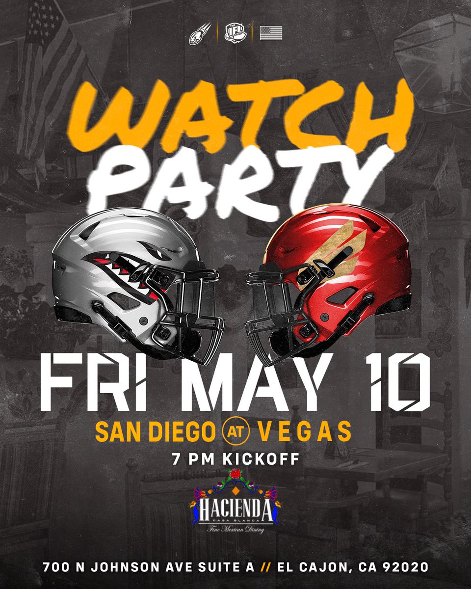 Join us at Hacienda Casa Blanca Mexican Restaurant and Cantina for Strike Force away games during the 2024 @IndoorFL season! 🏈 Friday, May 10 at 7 PM PT 📍 700 North Johnson Ave Suite A, El Cajon, CA 92020