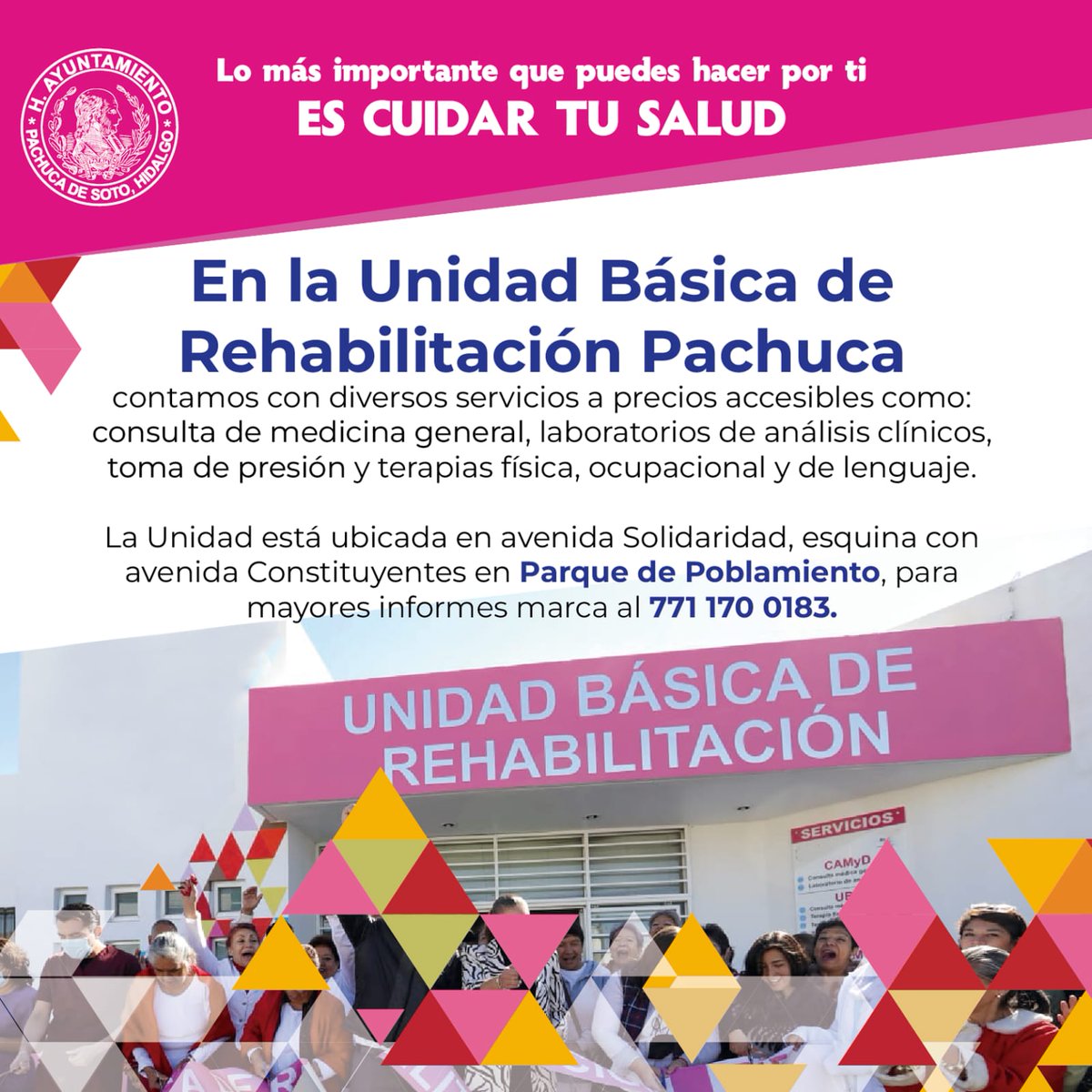 Lo más importante que puedes hacer por ti en cuidar tu salud en la Unidad Básica de Rehabilitación de Pachuca Contacta para más información ☎️7711700183 #rehabilitacion #Pachuca #Salud @PachucaGob