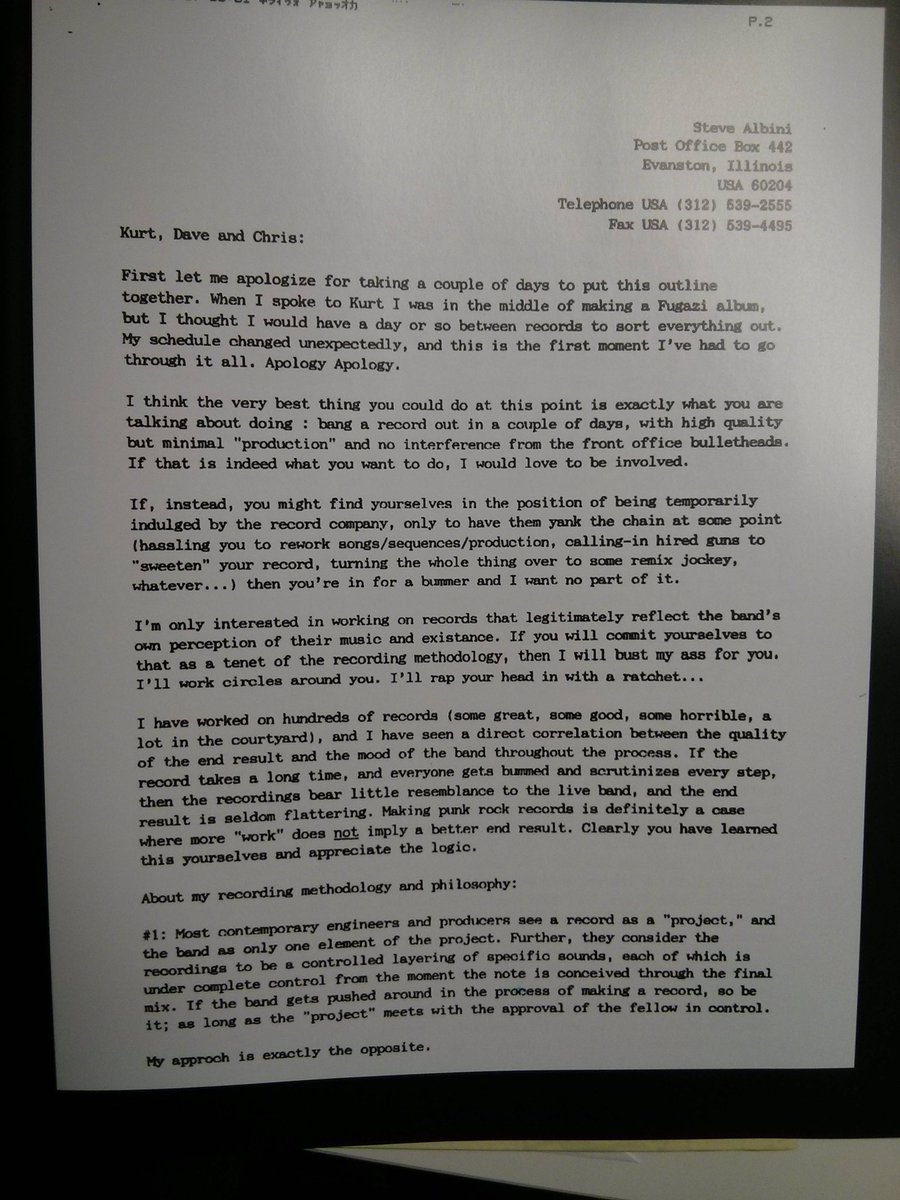 Steve Albini's incredible letter to a young band named, Nirvana 🤘 RIP Steve Albini.
