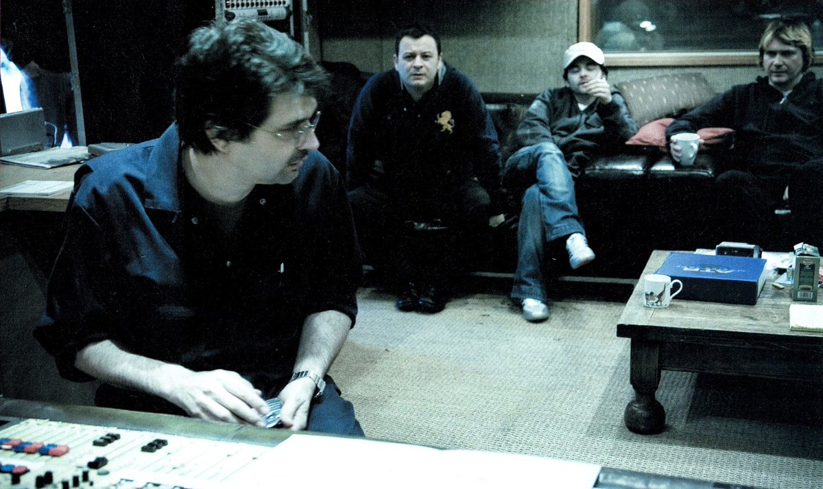 📷| Steve Albini & Manic Street Preachers during the recording sessions for Journal For Plague Loves at Rockfield Studios by Mitch Ikeda #ManicStreetPreachers | @Manics | #SteveAlbini