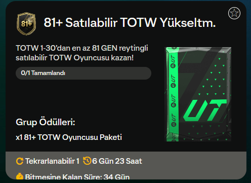 ✨Günün İçerikleri
🗓️08.05.2024

🇩🇪Bundesliga TOTS Yükseltmesi
➕81 Satılabilir TOTW Yükseltmesi