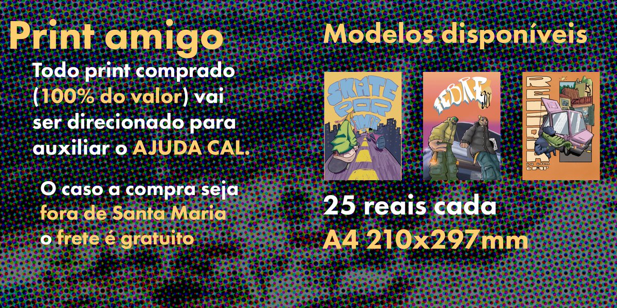 bizguilo's tweet photo. Salve gurizada em função ao situação atual acontecendo para poder apoiar a comunidade o valor integral dos prints vai estar sendo destinado para apoiar o AJUDA CAL!!!! lembrando que se você ta fora de Santa Maria não tem problema! O frete vai ta de graça para apoiar na campanha!! https://t.co/hWk8DeSY7P