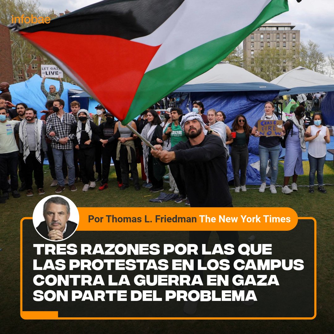 Tres razones por las que las protestas en los campus contra la guerra en Gaza son parte del problema. ✏️ Leé la columna completa de Thomas L. Friedman bit.ly/3WxdlUw