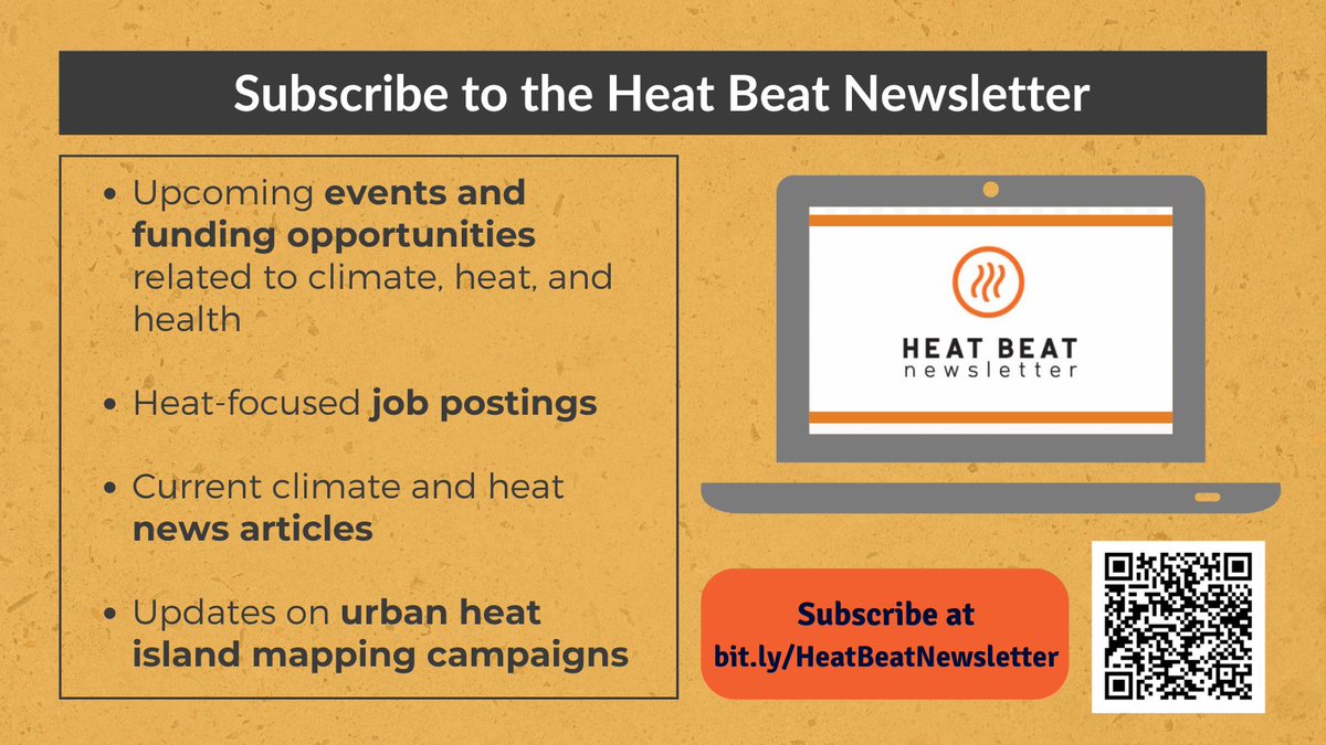 Want to stay up-to-date on opportunities, news, and events in the #heat and #health space? Subscribe to the Heat Beat Newsletter at bit.ly/HeatBeatNewsle… 📰