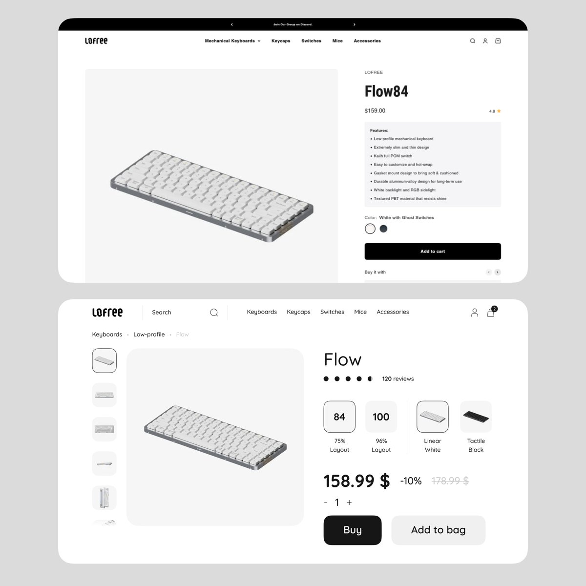 ZachUXUI's tweet image. Before &amp;amp; After @lofreeco 

1. Emphasized the price
2. Revealed search in the header
3. Increased font size
4. Added more specification choices

Tip: Designing in grayscale is the best way to ensure you don&apos;t overuse colors and build a solid layout!