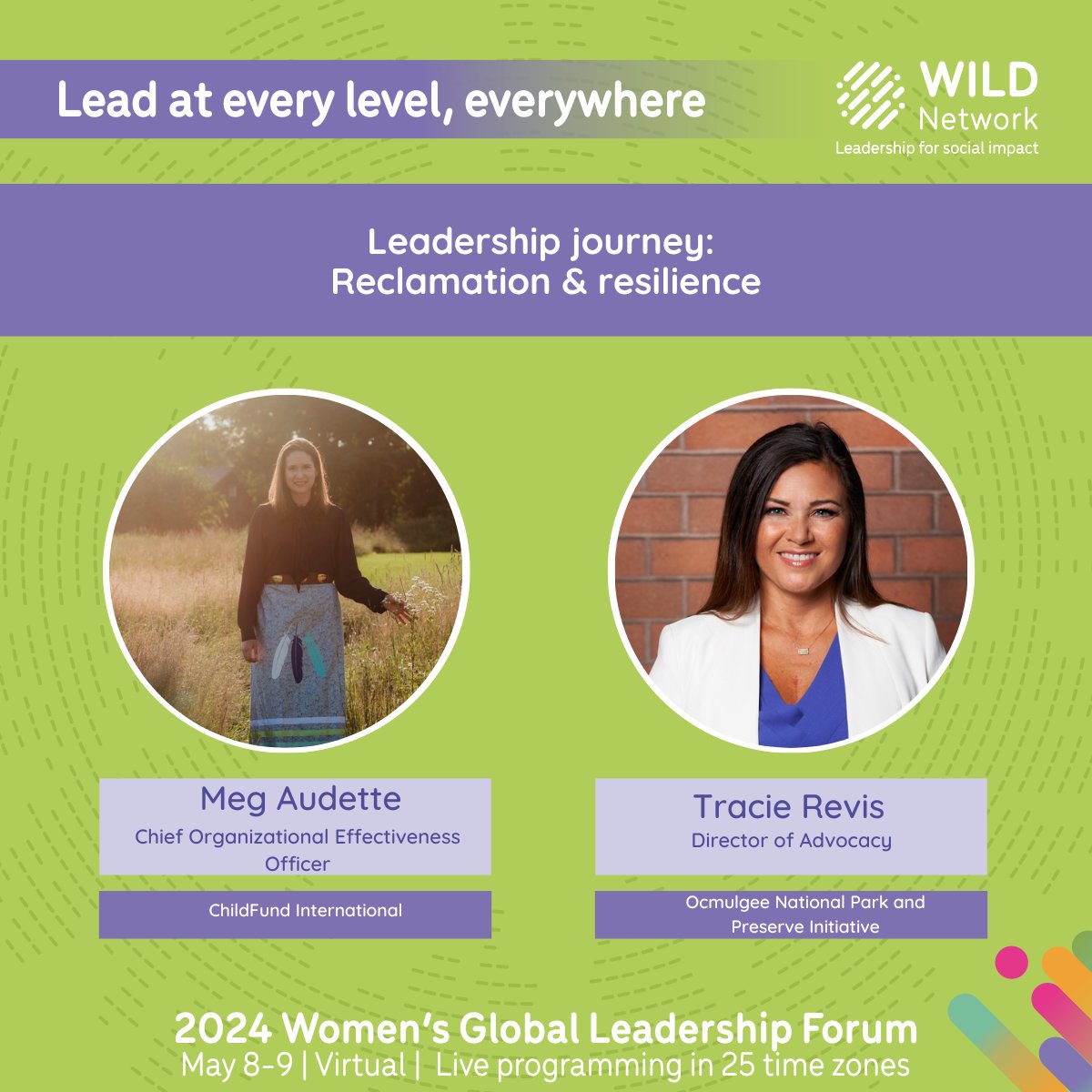 🌟 Up next!🌟 'Leadership journey: Reclamation & resilience' at the virtual 2024 Women’s Global Leadership Forum @Ocmulgee_Park Program: tinyurl.com/muxamk7z #WILDleaders