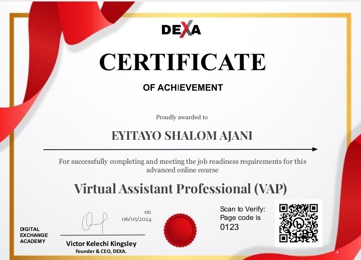 Congratulations to me! 

It has been weeks of deep immersive training with @Learnwithdexa. I am better to serve you better. 
Let's get the job done.
Let's #boostproductivity.  #LearnwithDEXA