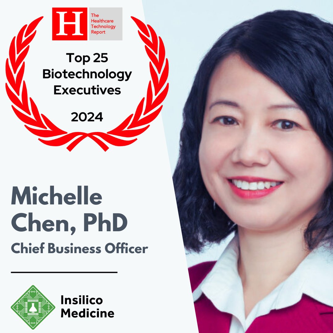 Insilico Medicine Chief Business Officer Michelle Chen has been named one of this year’s Top 25 Biotechnology Executives by the Healthcare Technology Report, a leading provider of healthcare sector news and research. eurekalert.org/news-releases/…