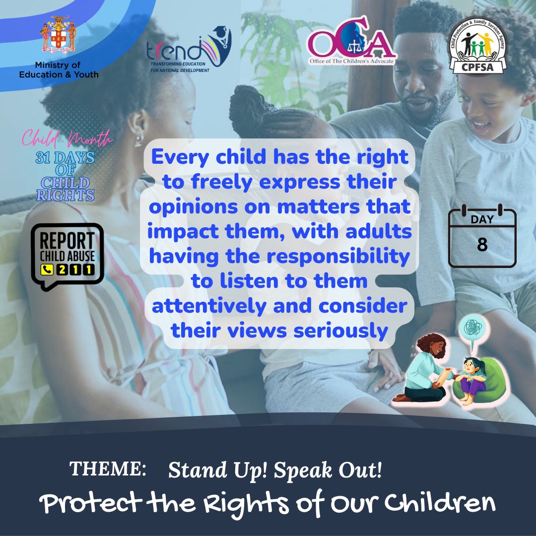 Today is Day 8 of Child Month. Every child has the right to freely express their opinions on matters that impact them, with adults having the responsibility to listen to them attentively and consider their views seriously.