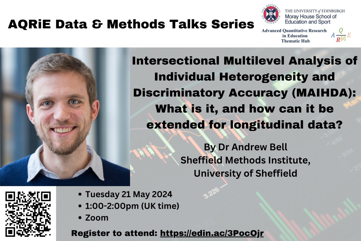 Advanced Quantitative Research in Education Hub (@aqrie_hub) on Twitter photo Join us for our Data & Methods webinar on Intersectional #MAIHDA by <a href="/AndrewJDBell/">Andrew Bell</a> from <a href="/sheffielduni/">The University of Sheffield</a> on 21 May 1-2pm on Zoom. RSVP edin.ac/3PocOjr Join us for our Data & Methods webinar on Intersectional #MAIHDA by <a href="/AndrewJDBell/">Andrew Bell</a> from <a href="/sheffielduni/">The University of Sheffield</a> on 21 May 1-2pm on Zoom. RSVP edin.ac/3PocOjr