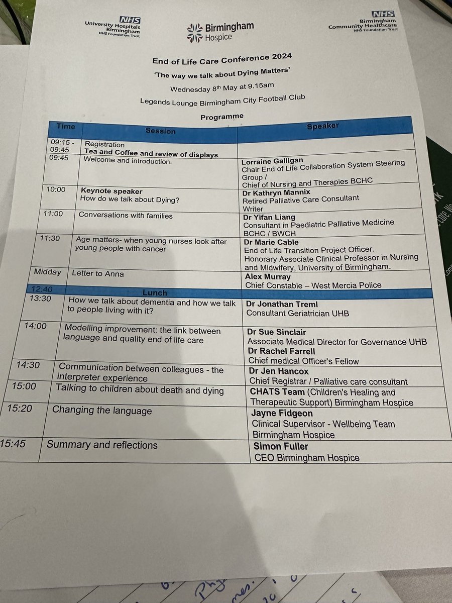 How we talk about dying matters - the focus for the BSol end of life conference. A very special day for us @bhamcommunity @brumshospice @uhbtrust to come together, learn and improve. A brilliant agenda and thanks to all involved @RuthDenton17 @DawnChaplin4 @jerrybeans
