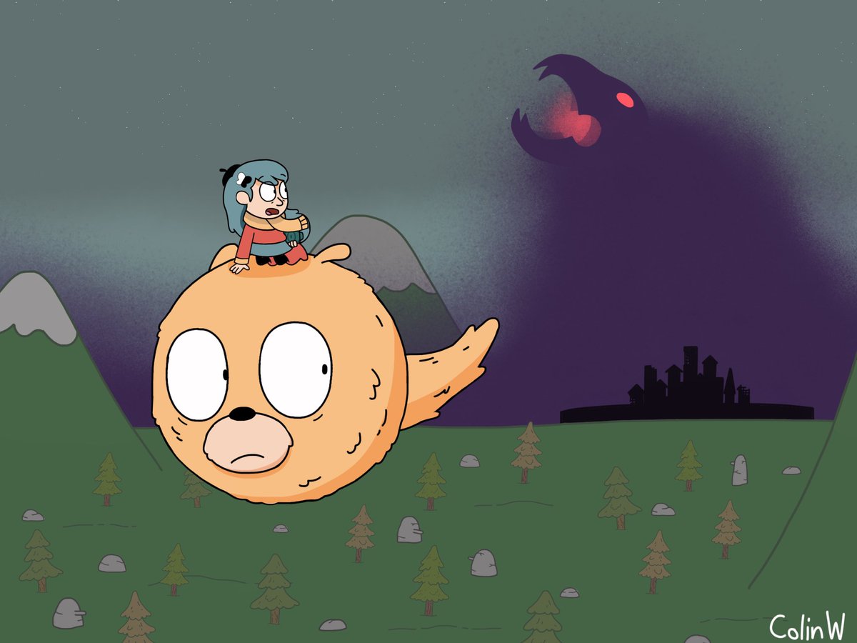 Lost Hilda and a lone woff escaping Alioth from the Loki series that was almost about to devour them whole. 

#Hilda #AU #hildafanart #hildatheseries #LOKI #Crossover