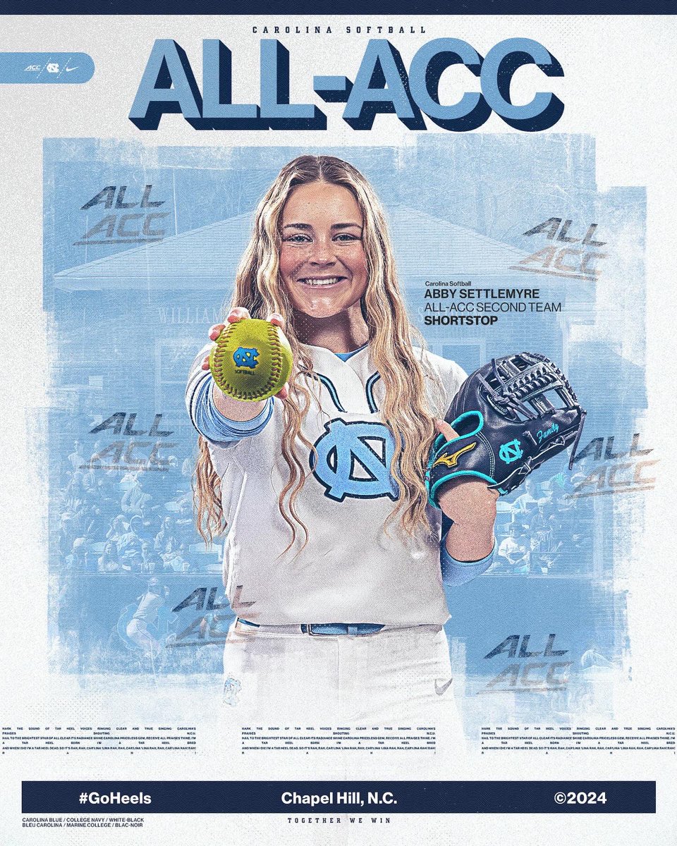 Going out with a bang 💥 Congratulations to Abby for being named an All-ACC Team selection for the second season in a row! #GoHeels | @settlemyreabby