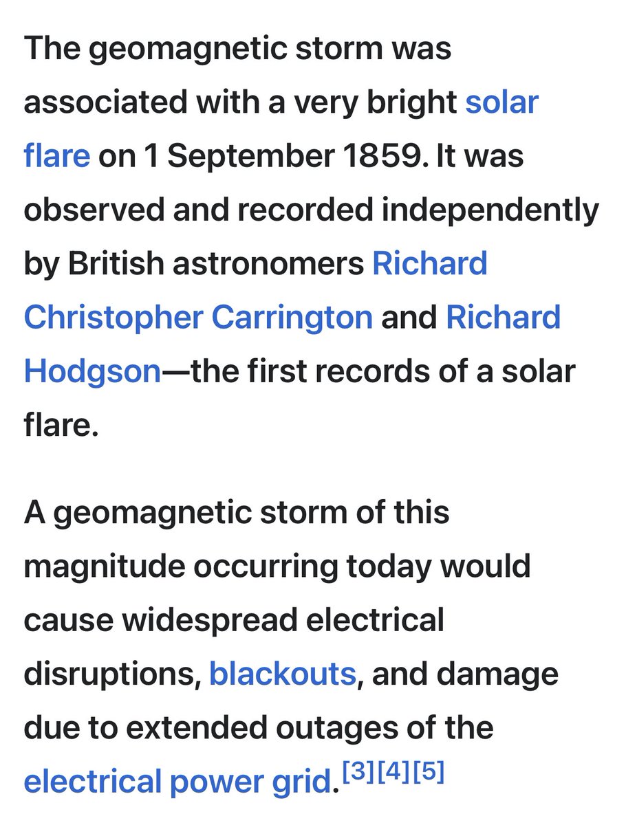 Allegedly The #CarringtonEvent is on a 150-200 year cycle

We are on the 165th year 🥴 #Geomagneticstorm #solarflare #Electricity