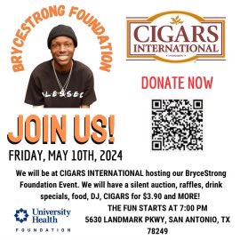 @CigarsIntl and the @BryceStrongFDN are working together to raise money for Adolescent Cancer! Come out and join the fun! It’s not all Smokey like you may think. It’s an open air cigar bar that has a vibe like no other. See you there.