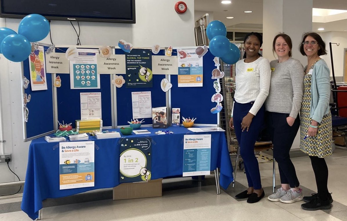 As @NatashasLegacy updates on its Clinical Trial & the positive difference it’s making - we think of all NHS staff who regularly go the extra mile for patients. 

Like Sarita, Belinda & Louise @StGeorgesTrust who made time to run a stall for allergy awareness week. Thank you!