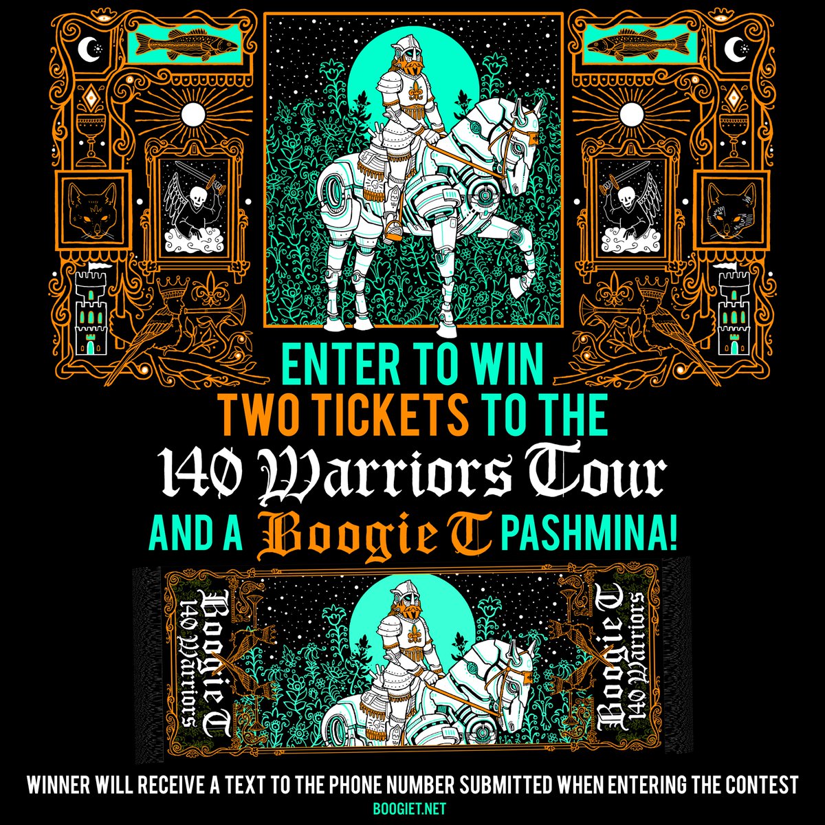 GIVEAWAY! Enter to win a pair of tickets to the @boogietmusic Chicago show at @sound_bar on May 17th & a 140 Warriors pashmina 🎁 Enter here → app.hive.co/l/3veofn