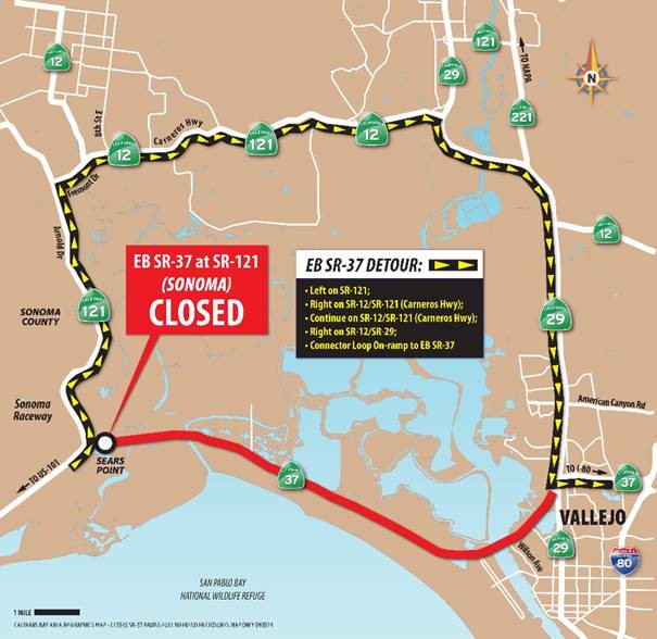 THIS FRIDAY 5/10 until MONDAY 5/13, eastbound SR-37 will be closed between Solano and Sonoma counties. Closures will start at 10:00PM on Friday and conclude at 5:00AM on Monday. Plan ahead and drive with caution, #AD12!