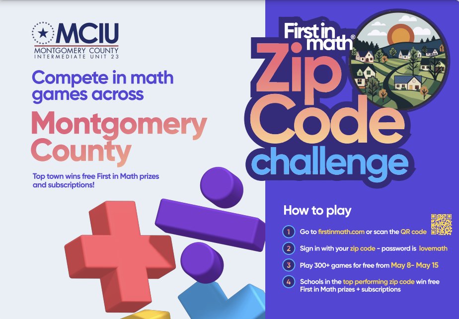 #Teachers, #Parents, Play firstinmath.com & help school in #Montgomery County, #Pennsylvania win prizes. User ID: zip code in Montgomery County Password: lovemath #Reading games in K2 World May 8th-May 15th @AboutImpact @NCTM @NYSEDNews @usedgov @PADeptofEd